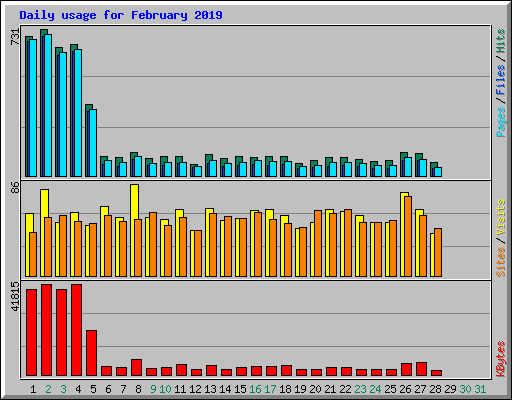 Daily usage for February 2019