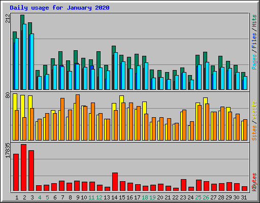 Daily usage for January 2020