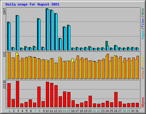 Daily usage for August 2021